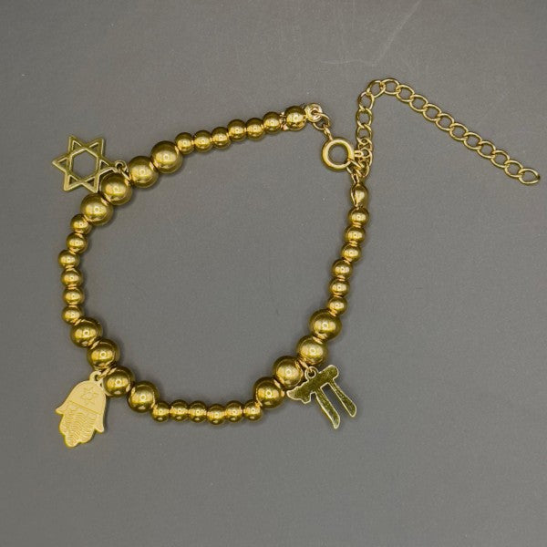 Star of David, Hamsa, and Chai Charm Bracelet