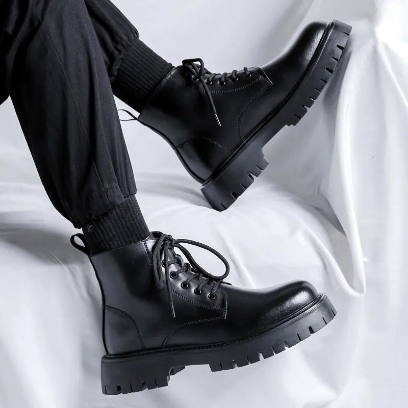 Men's Chelsea Ankle Boots - High-Top Leather Martin Boot