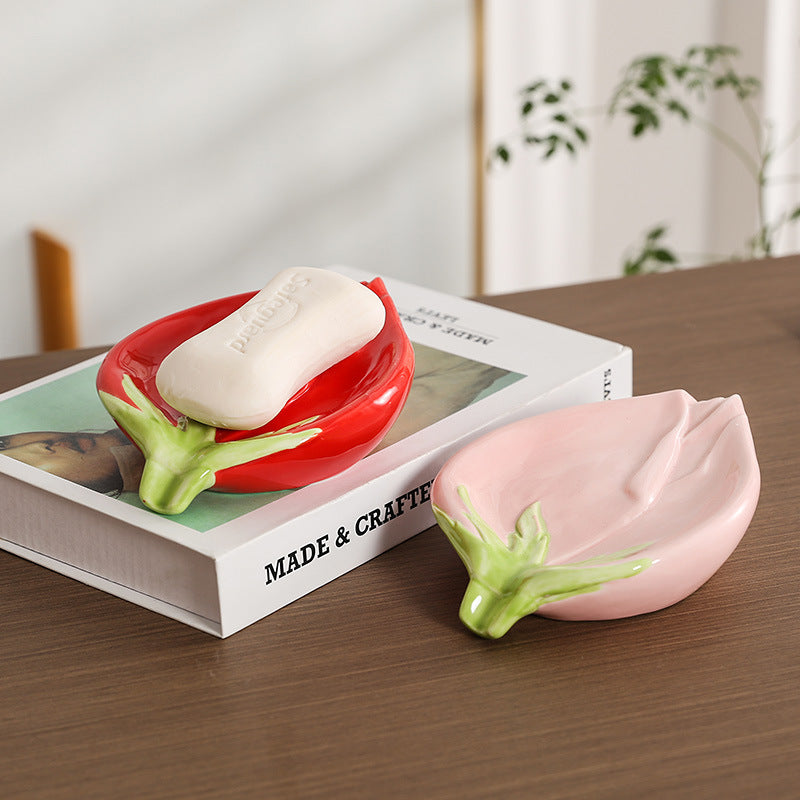 Rose Ceramic Soap Box Draining Household