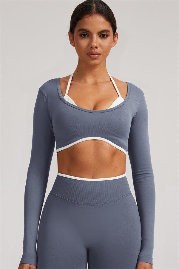 The Elevate Long Sleeve Crop top Shorts 2-Piece Set