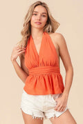 BiBi Back Open With Halter Neck Wrinkled Tank Top