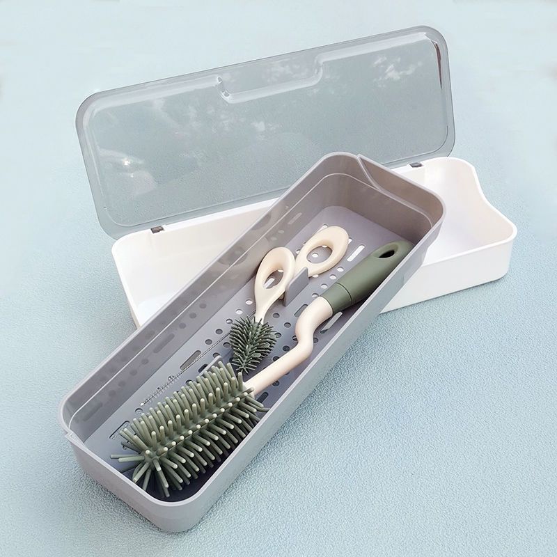 Baby Bottle Brush Storage Box Dustproof Portable