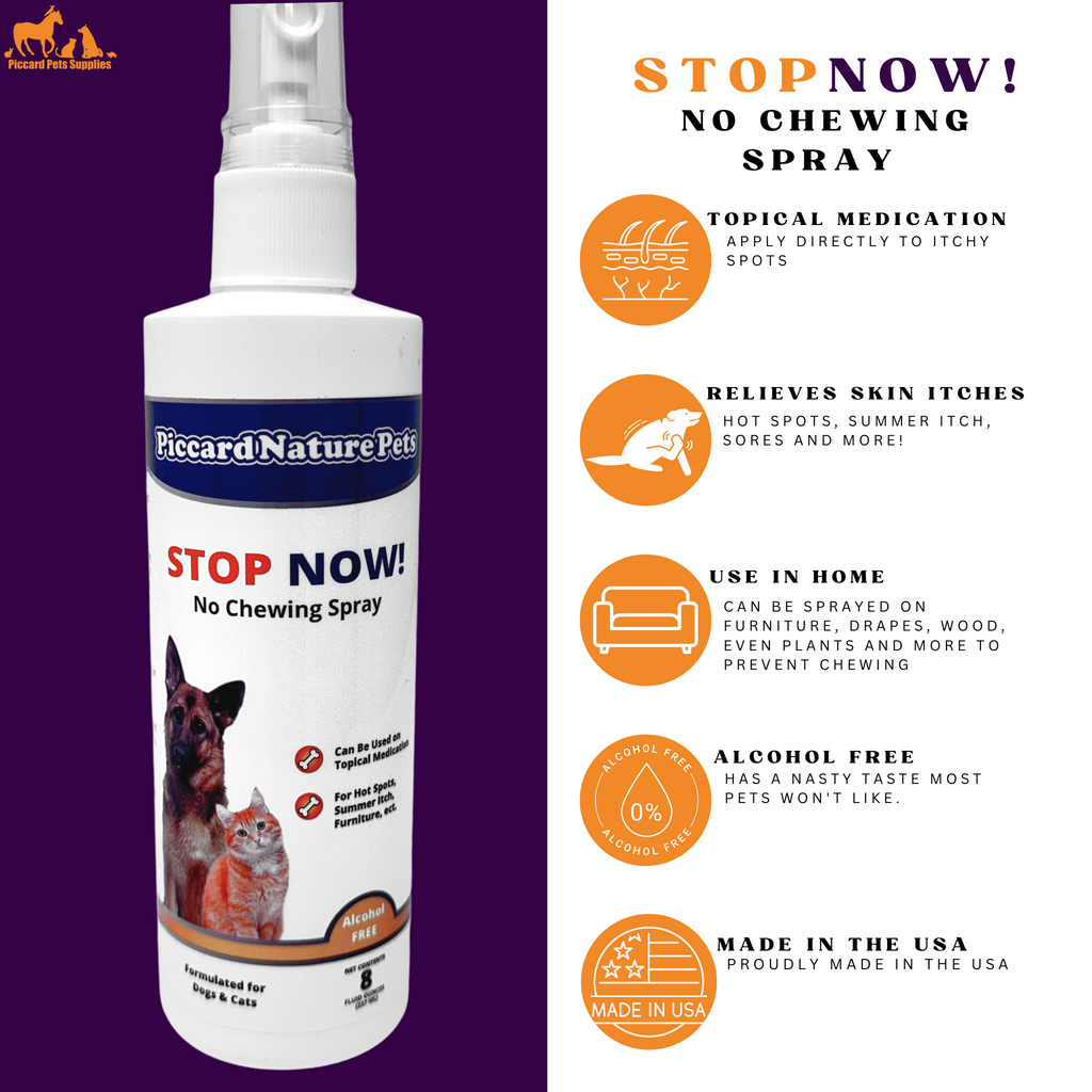 PiccardNaturePets Stop Now! No Chewing Pet Training Spray 8 oz. + FREE Glow in the Dark Bandana!