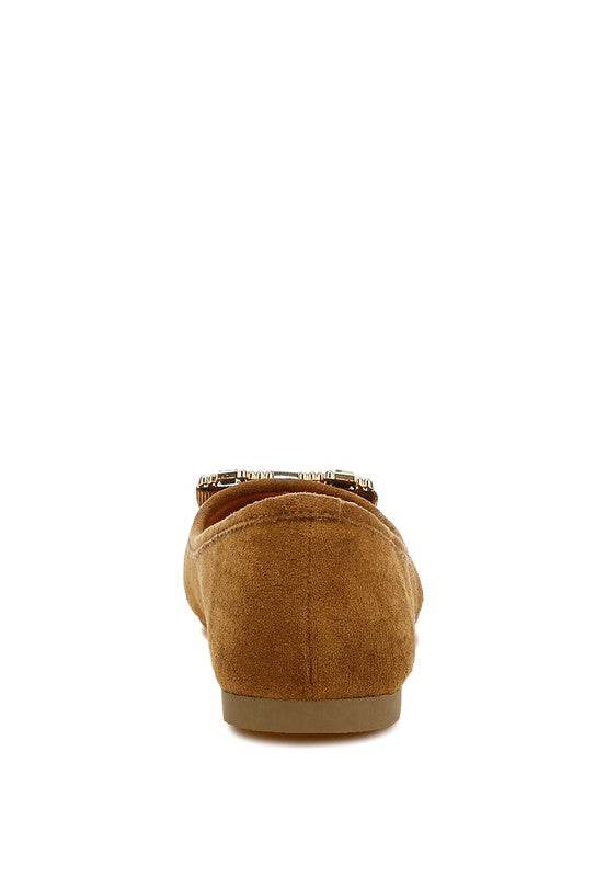 Prajik Rhinestone Buckle Detail Ballerinas