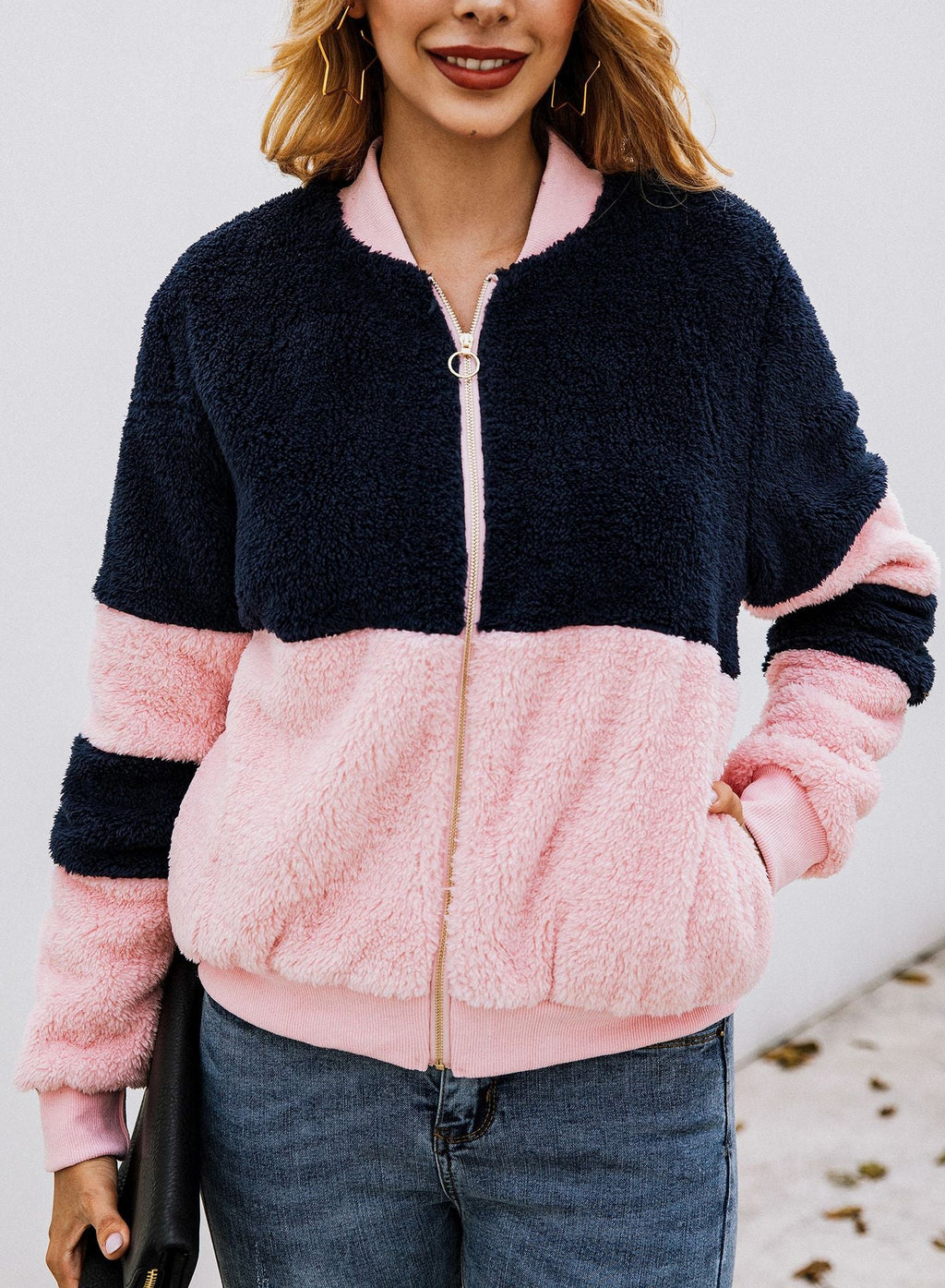 Spliced pocket fur hoodie