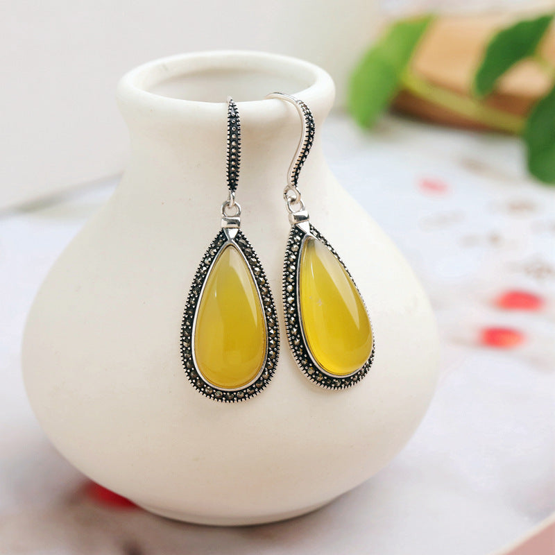 S925 Thai Silver Drop-shaped Eardrops
