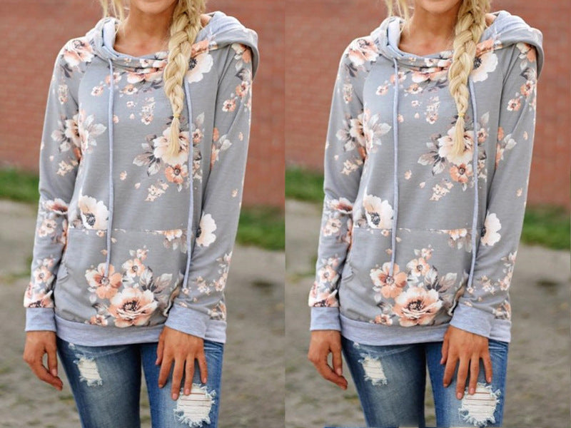 Hooded print slim hoodie jacket