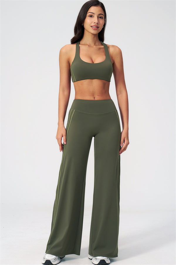 The Evoke Racerback Sports Bra Straight Leg Pants 2-Piece Set