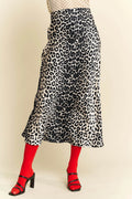 Davi & Dani Leopard Animal Print Long Length Skirt