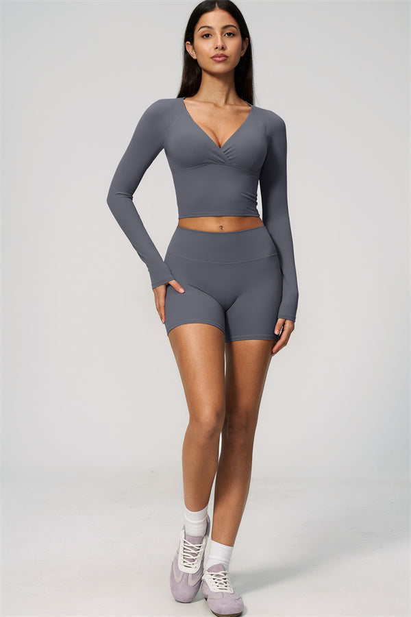 The Lox Long Sleeve Crop top Shorts 2-Piece Set