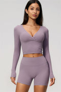 The Lox Long Sleeve Crop top Shorts 2-Piece Set