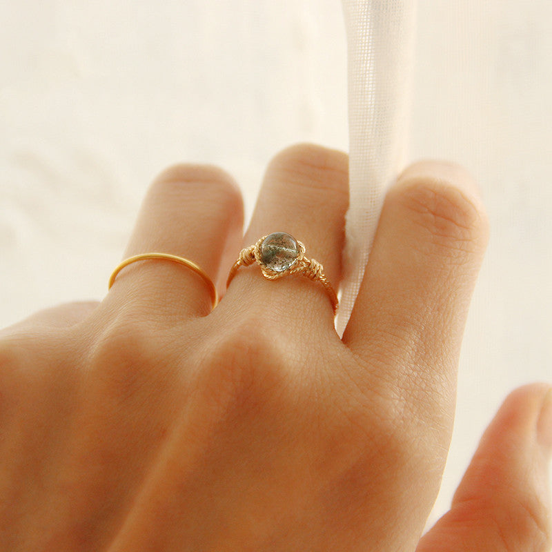 Natural green ghost twist ring