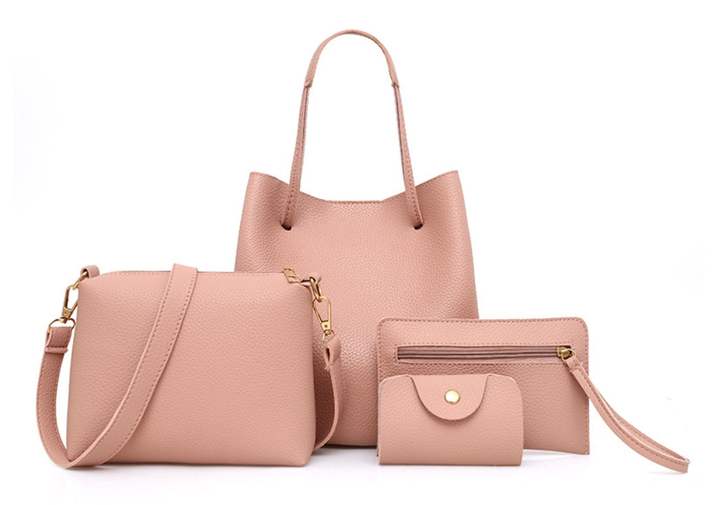 Fashionable Solid Color Mother-Daughter Bag Set (4 Pieces)