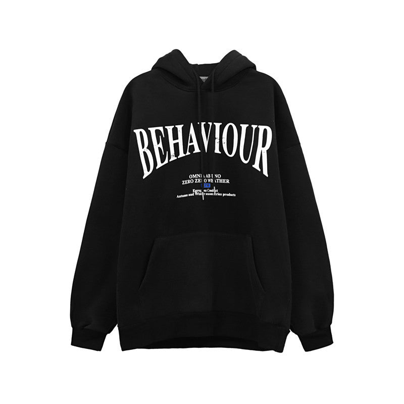 Simple Loose Plus Fleece Casual Hoodie Top