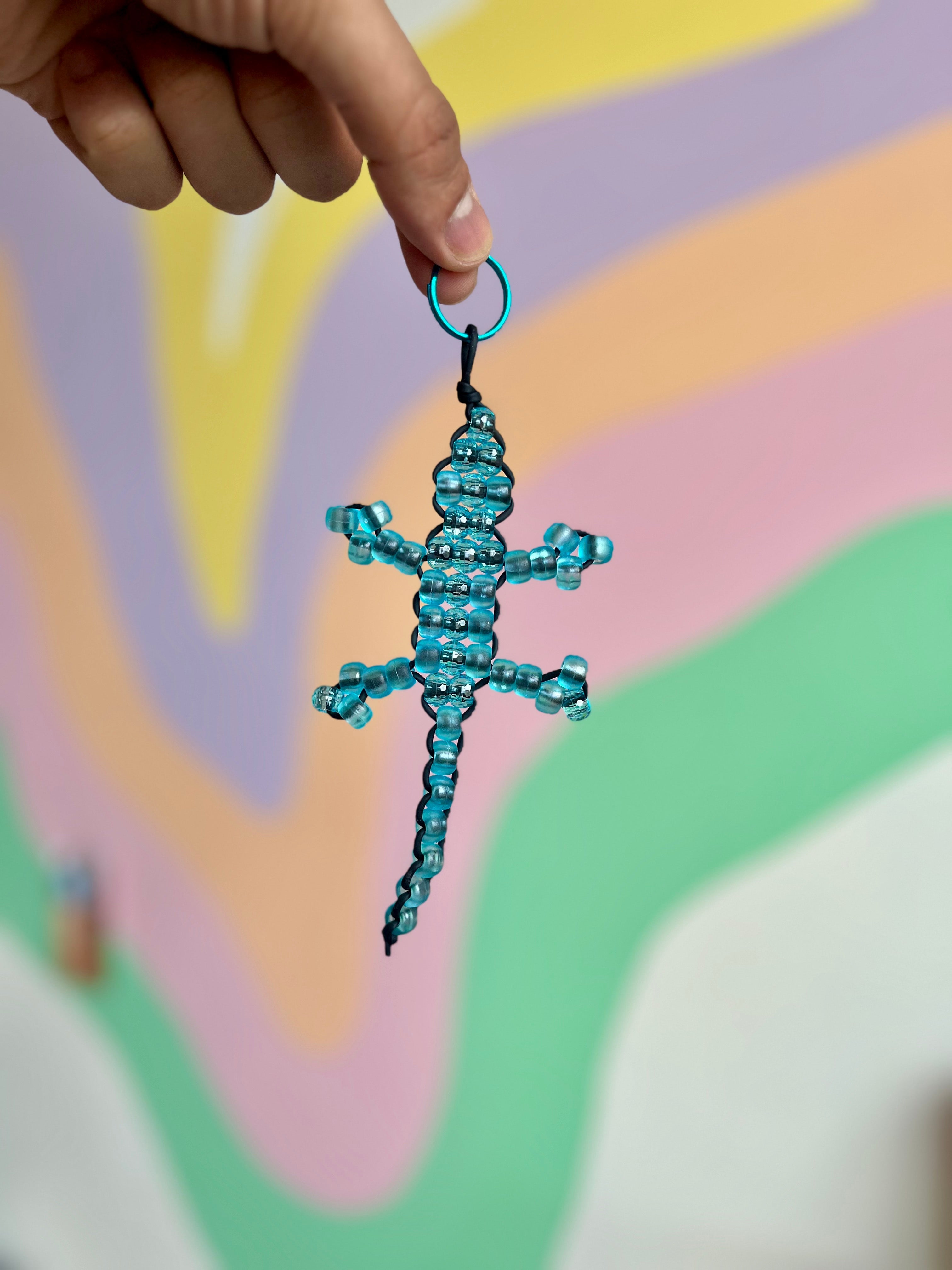 Lizard Beaded Keychain