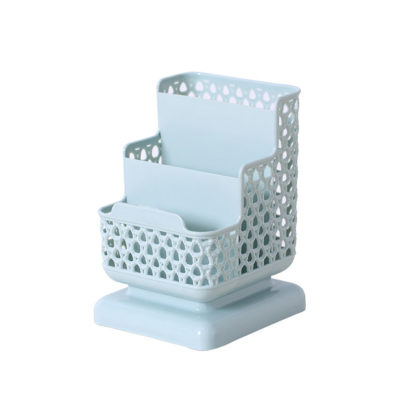 Rattan Woven Hollow Pen Storage Box Pen Barrel Makeup Brush Holder