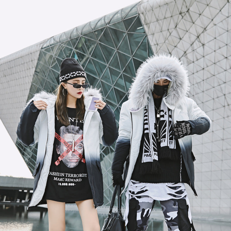 Gradient coat jacket hooded