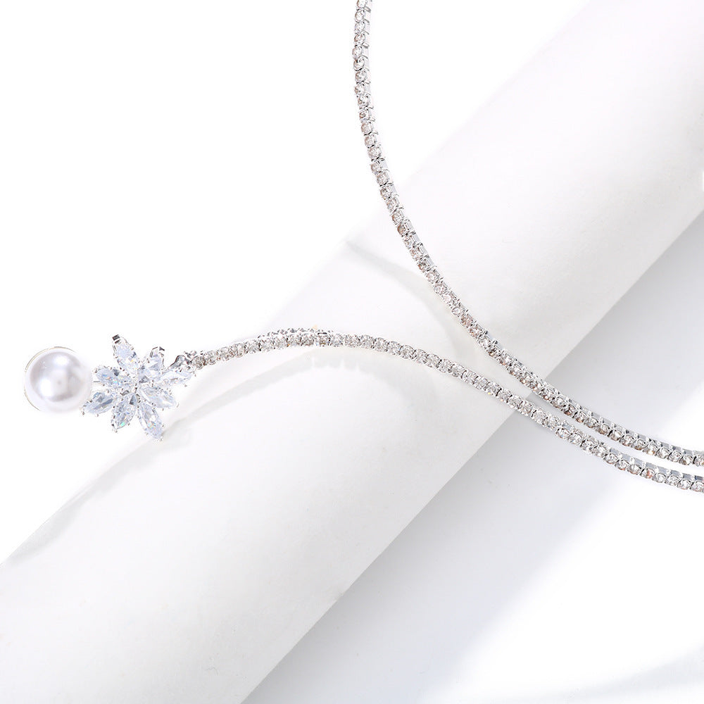 Vintage Pearl Zircon Fashion Necklace