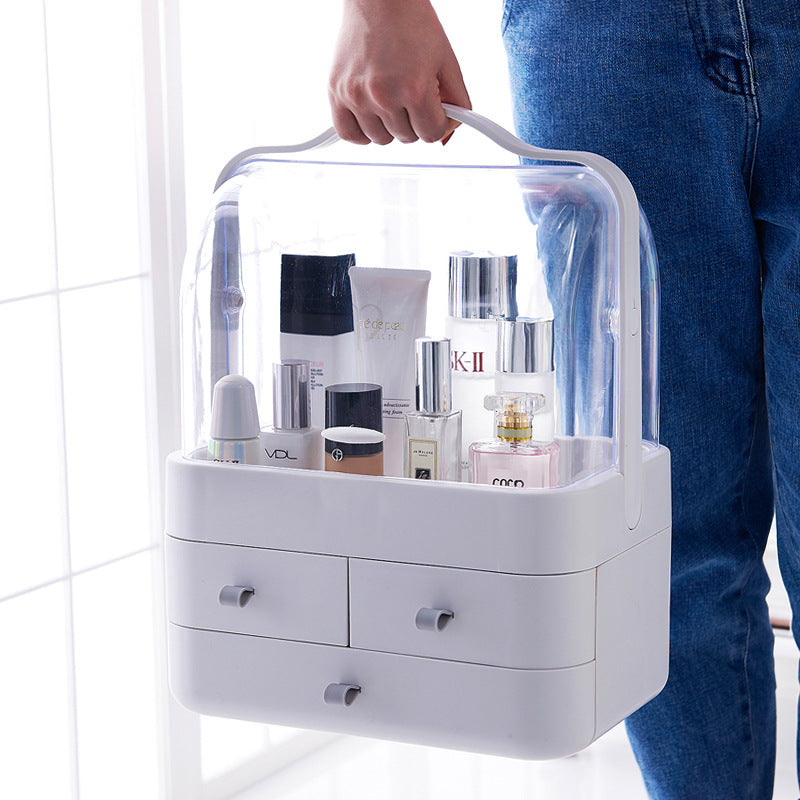 Double Door Dust Cover Makeup Storage Box Cosmetic Organizer