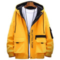 Men’s Casual Jacket – Korean Style Thickened Hooded Coat for Spring & Autumn | Trendy Youth Outerwear | Polyester Windbreaker (Yellow, Gray, Black) – Sizes M to XXXXL