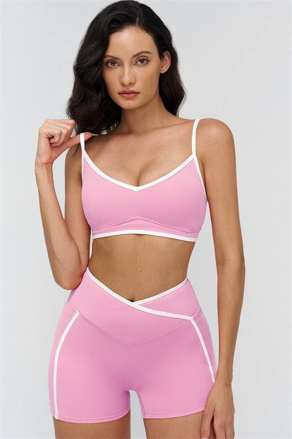 The Crave Contrast Sports Bra Shorts 2-Piece Set