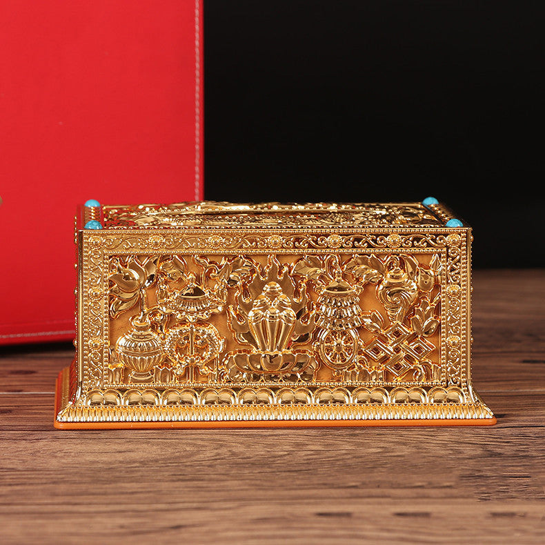 Tibetan Tantric Buddhism Eight Auspicious Tissue Box Living Room Dining Room Car Small Tissue Box