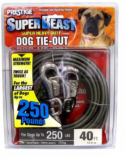 Boss Pet Super Beast XXL Dog Twin-Swivel Vinyl Coated Tie-Outs 40ft Up 250lbs
