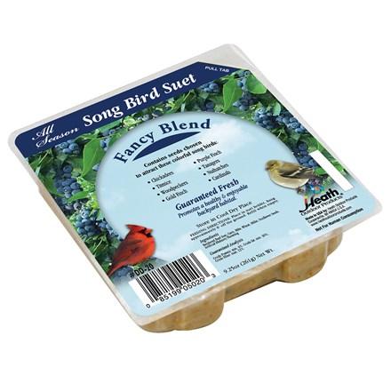Heath Outdoor Fancy Blend Bird Suet Cake 9.27oz & Large Suet Basket Combo