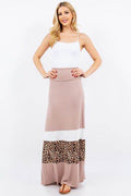 Celeste Full Size Leopard Color Block Tube Maxi Dress Plus Size