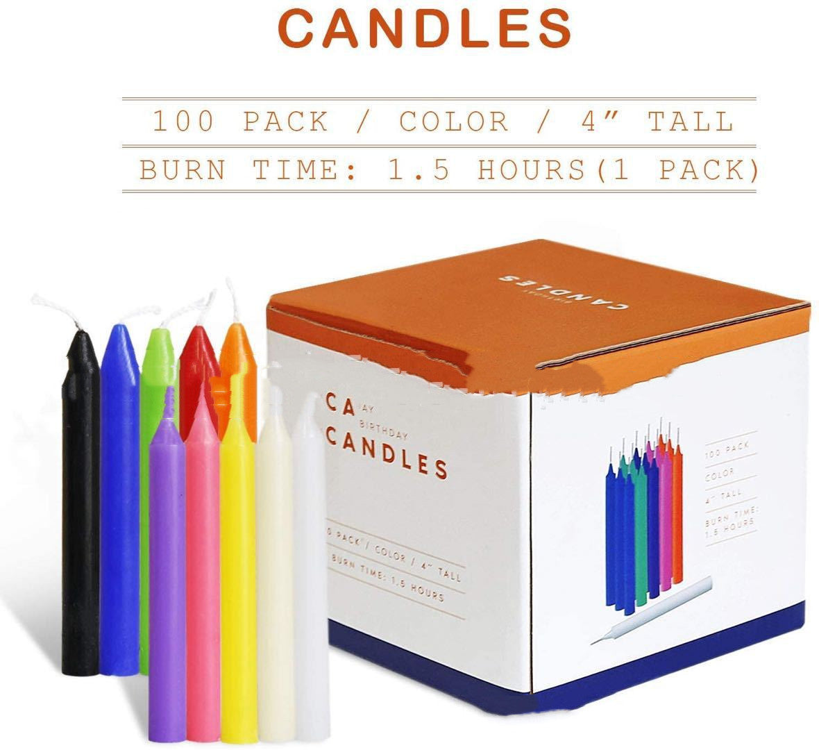 100 Colorful Birthday Candles Smokeless And Tasteless Pole Candle