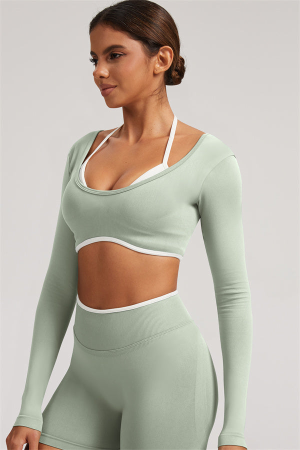 The Elevate Long Sleeve Crop top Shorts 2-Piece Set