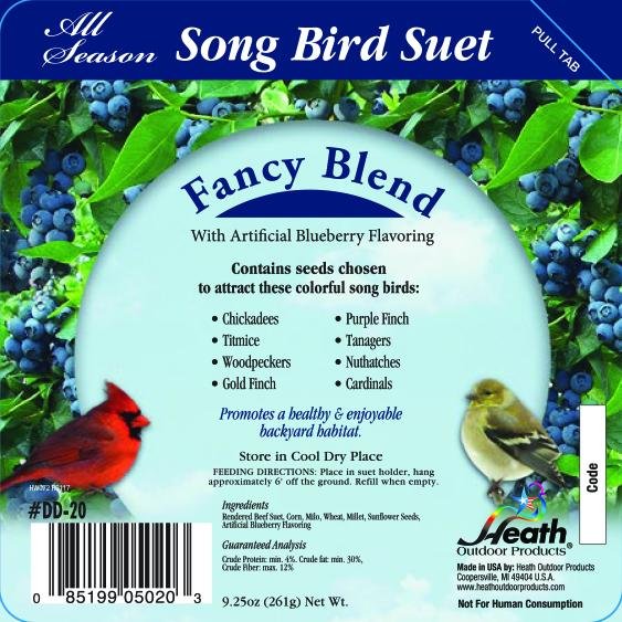 Heath Outdoor Fancy Blend Bird Suet Cake 9.27oz & Large Suet Basket Combo