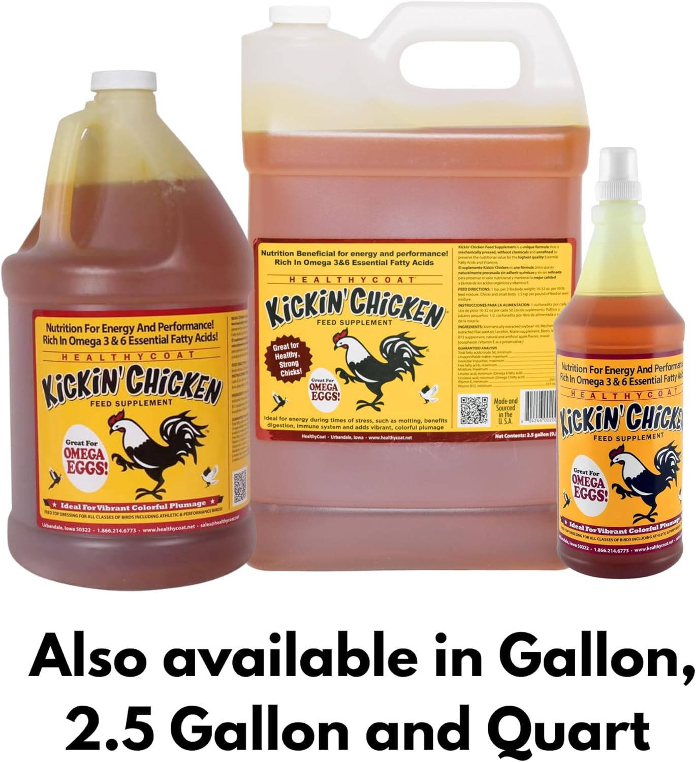 Healthycoat Kickin' Chicken Food Supplement for Poultry Omega Support 16 oz.