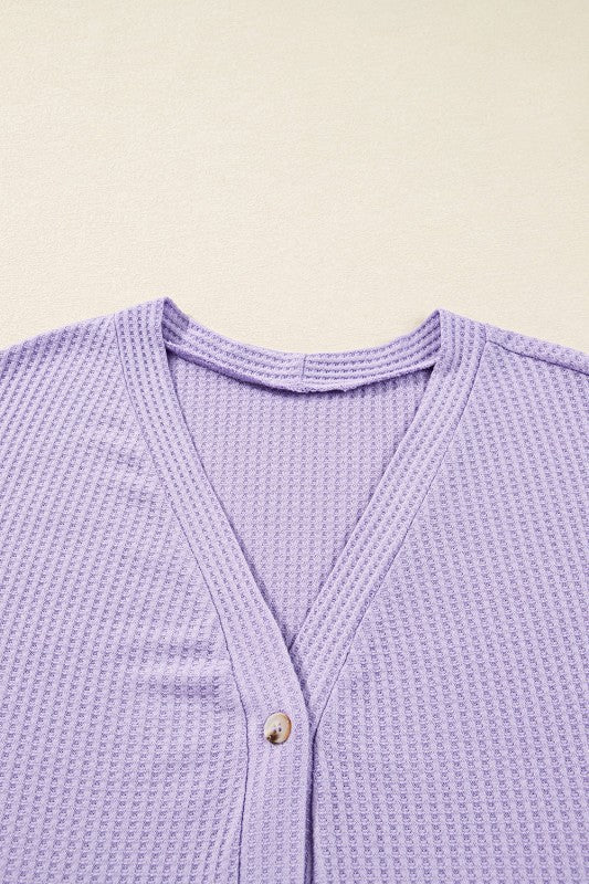 Plus Size Solid Waffle Knit Button-Front Cardigan