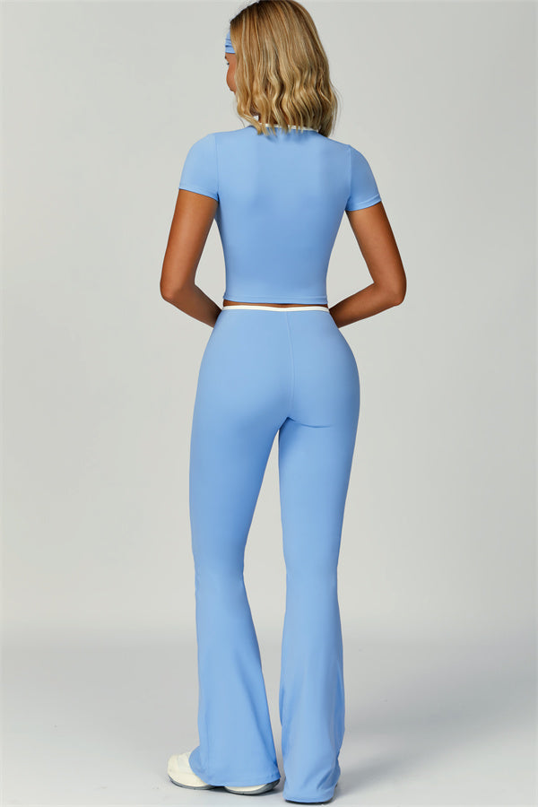 The Skyline Tie Top Flared Leggings Headband 3-Piece Set