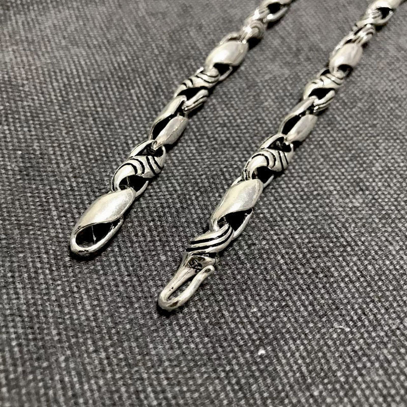 Men's Personality Punk Striped Sterling Silver Necklace