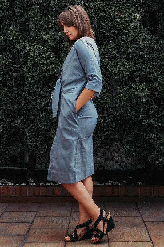 Dress jacket 3/4 sleeve ties in front with pockets