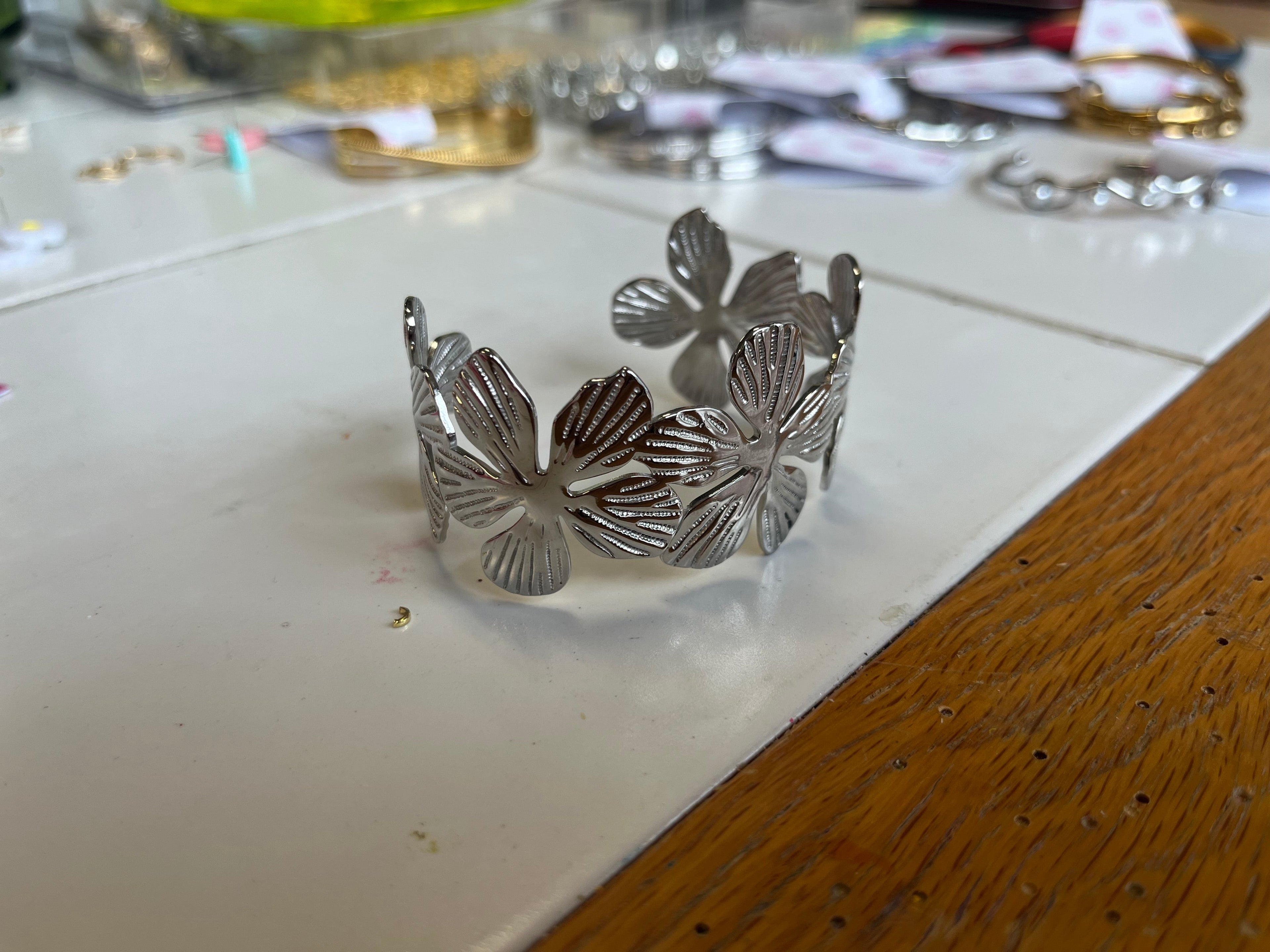 Tropical Flower Cuff Titanium Bracelet
