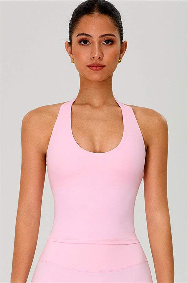 The Solid Halter Tank Top Leggings 2-Piece Set