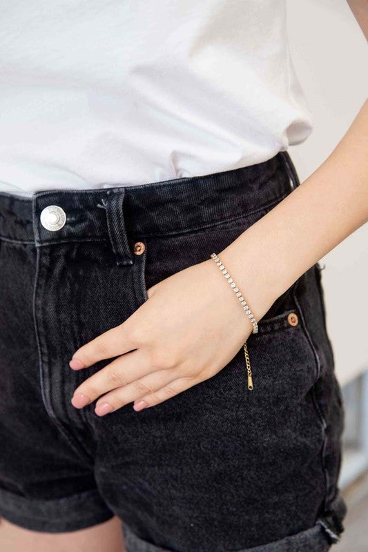 Round Stone Tennis Bracelet | Gold