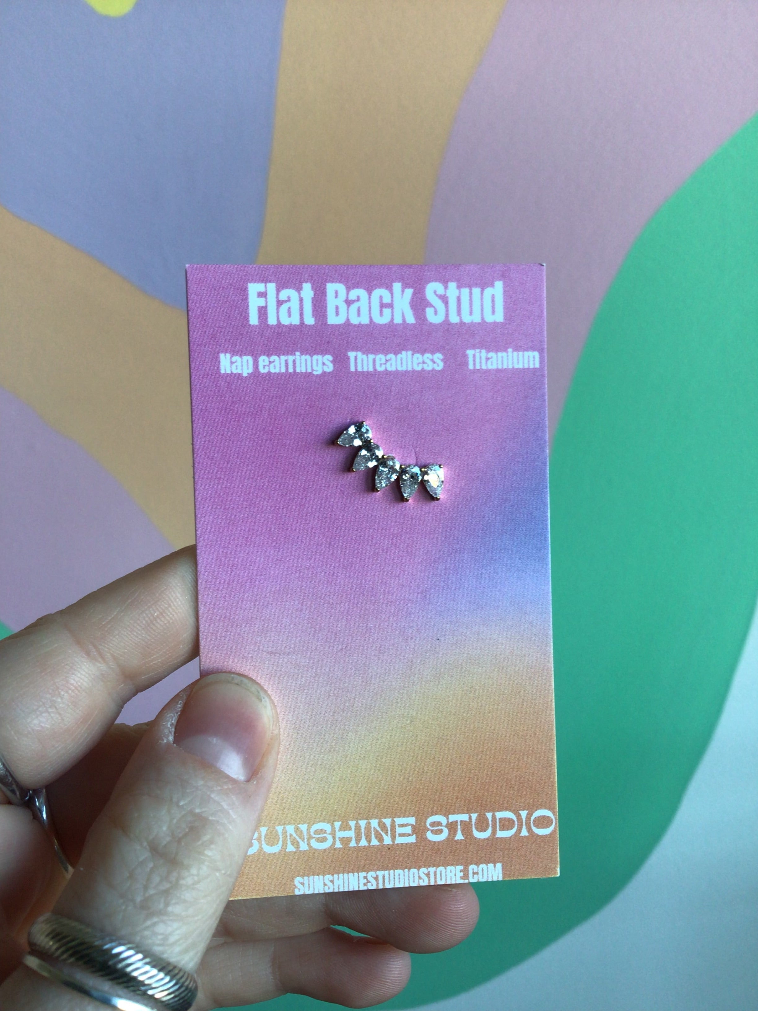Glittering Arc Flat Back Stud