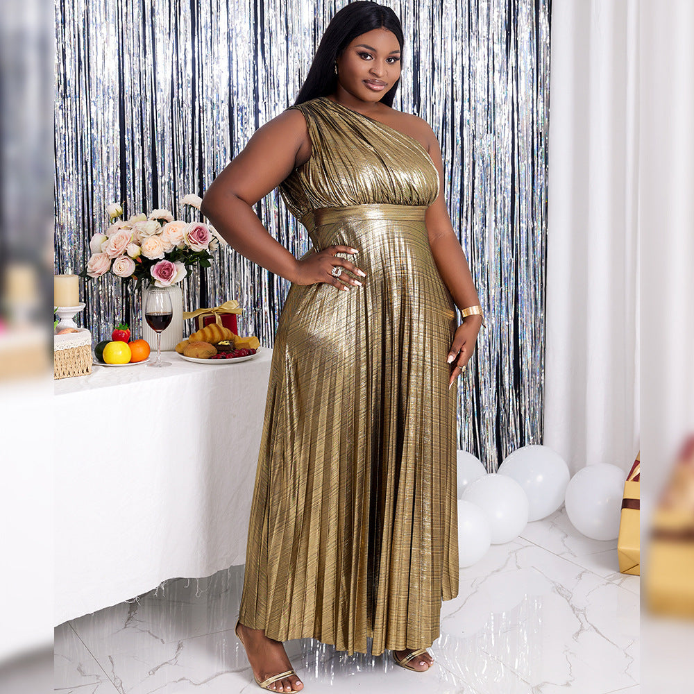 Large Swing Skirt Pleated Dress Women