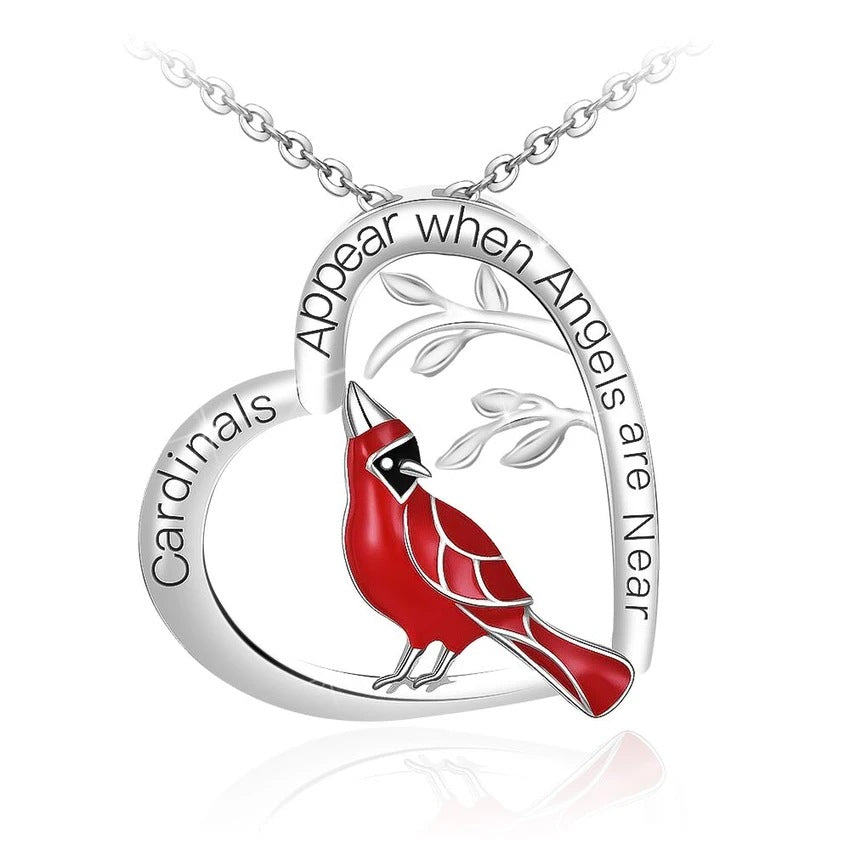 Free Creative Heart Shaped Cardinal Pendant Necklace, Exquisite Party Commemorative Accessory Gift Jewelry Anniversary Party Gifts, Valentine's Day Gift