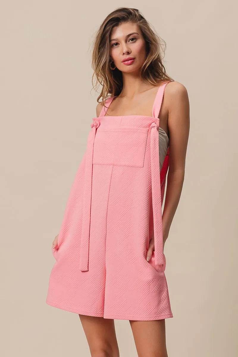 BiBi Texured Jacquard Romper with Side Pockets