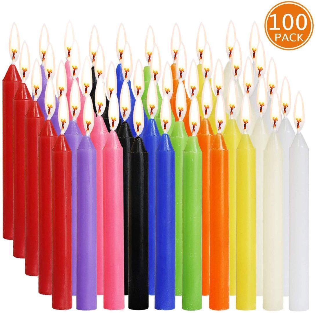 100 Colorful Birthday Candles Smokeless And Tasteless Pole Candle