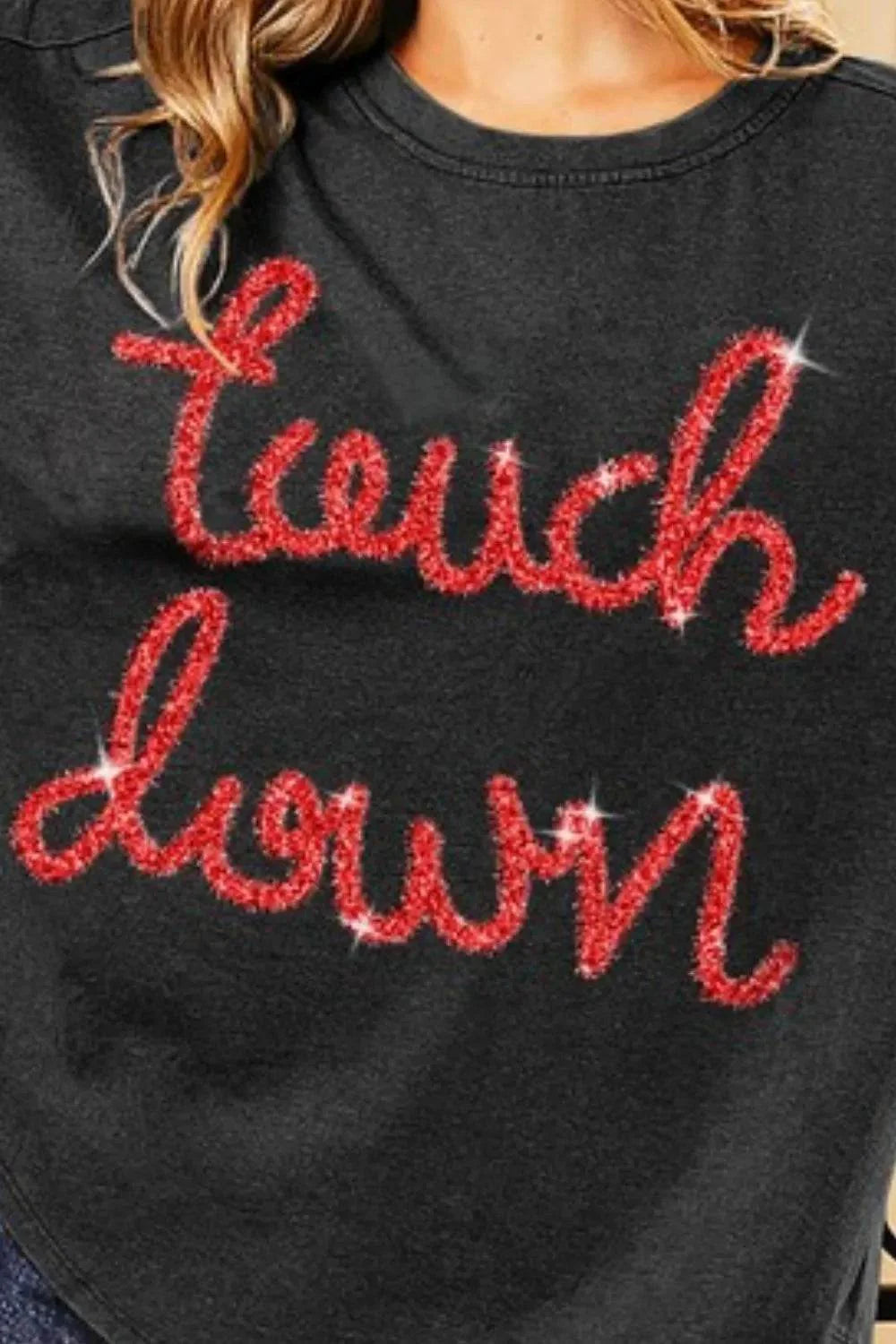 BiBi Touchdown Metallic Letter Vintage Washed Top