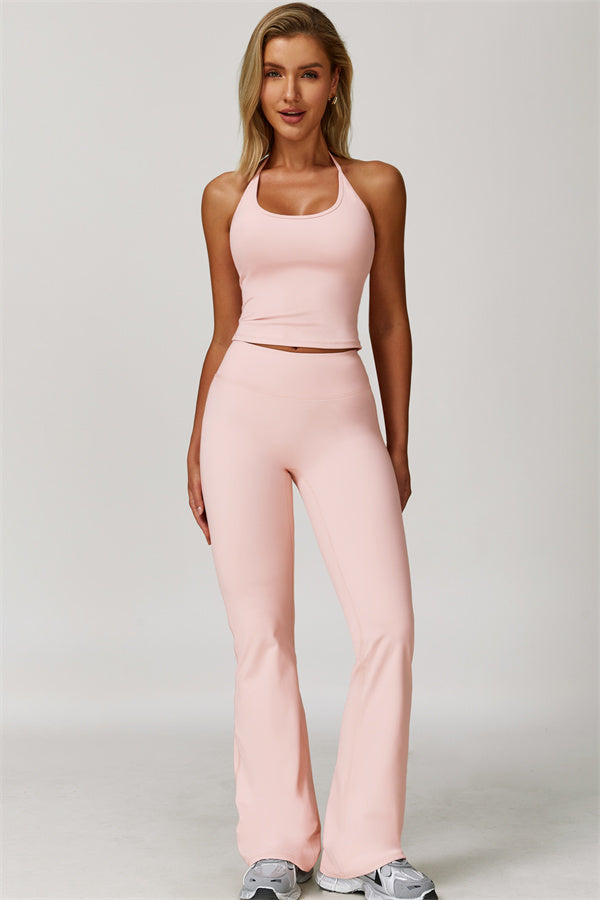 The Surge Halter Crop Top Flared Leggings 2-Piece Set