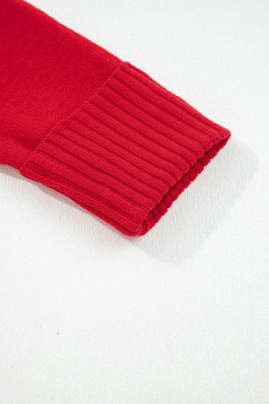 Solid Collared V-Neck Ribbed Edge Sweater