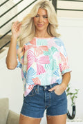 Kaeli Bowknot Waffle Crewneck Loose Short Sleeve T