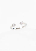 Twin Stone Adjustable Ring | Silver